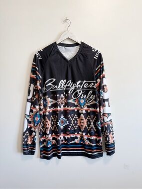HOOEY Bullfighters Only Aztec Jersey Shirt Rodeo Clown Top L Large Men’s